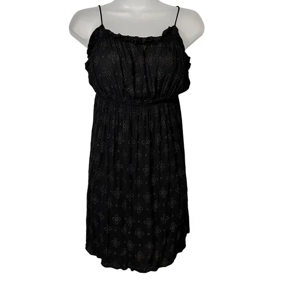 Free People Intimately Jolene Mini Slip Dress Black Geometric Print Sz Large - Picture 1 of 6